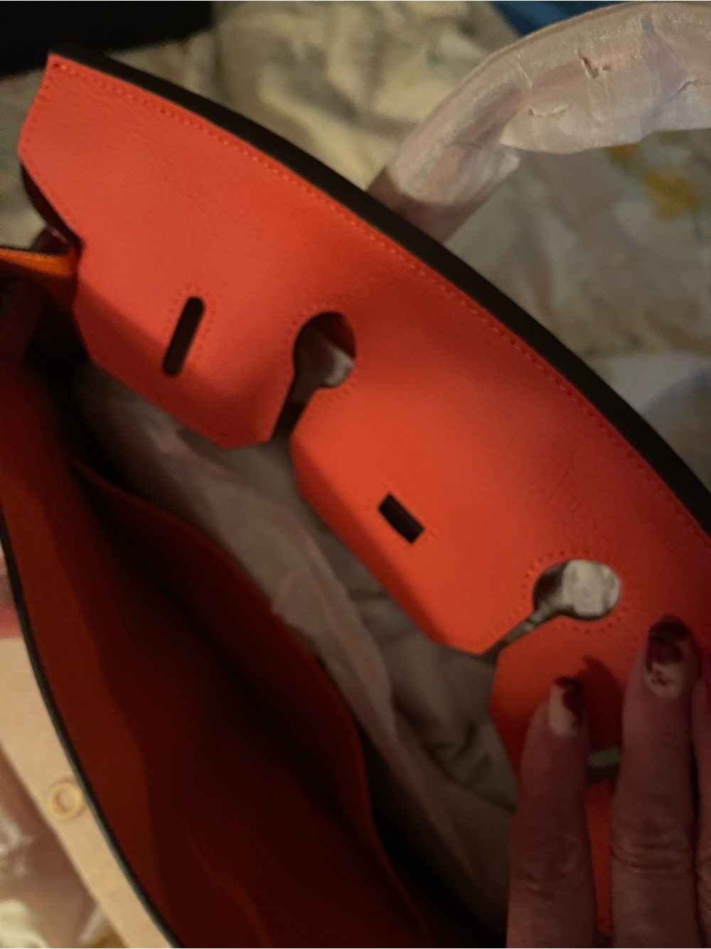 Women's Orange Structured Tote Handbag - Unbranded , 13 x 10 approximately. - Picture 2 of 4